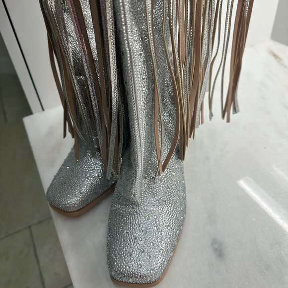 Beautiful swarkowski over the calf boots 4 inch heel 91/2 wide - Picture 10 of 15